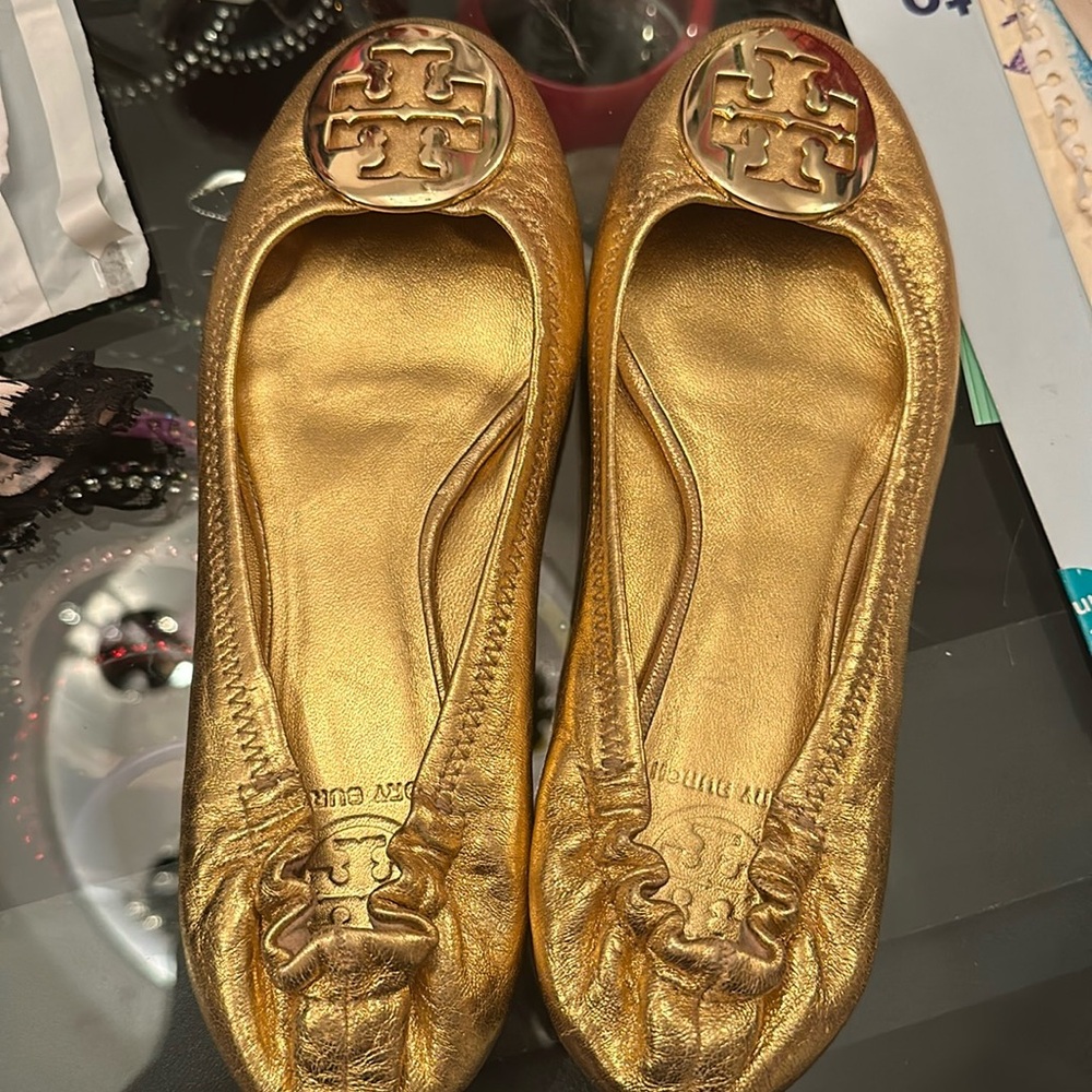Gold Tory Burch flats